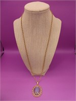Opalescent Pendant On 24" Gold Plated Chain
