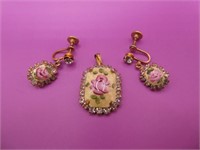 Rose Pendant & Matching Earrings