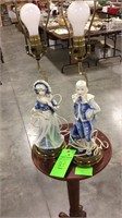 Vintage French man and woman lamps