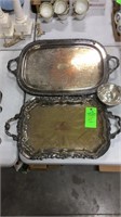 Large silver plate Victorian trays etc