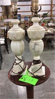 2 hvy marble lamps 16”