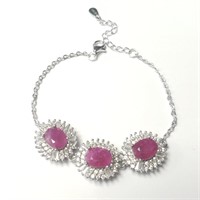 $500 Silver Ruby 7.5"(6ct) Bracelet