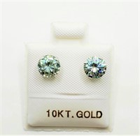 $1610 10K  Light Bluish Green Moissanite(1.5ct) Ea