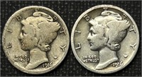1916 & 1916-S Mercury Dimes