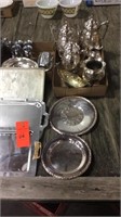 Large assort silver plate items