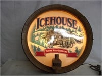 Ice House Barrel End Lighted Sign