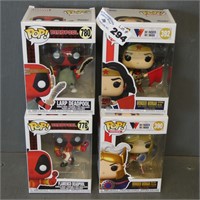 (4) Pop Funko Wonder Woman & Deadpool Figures