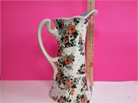Vintage floral ceramic pitcher