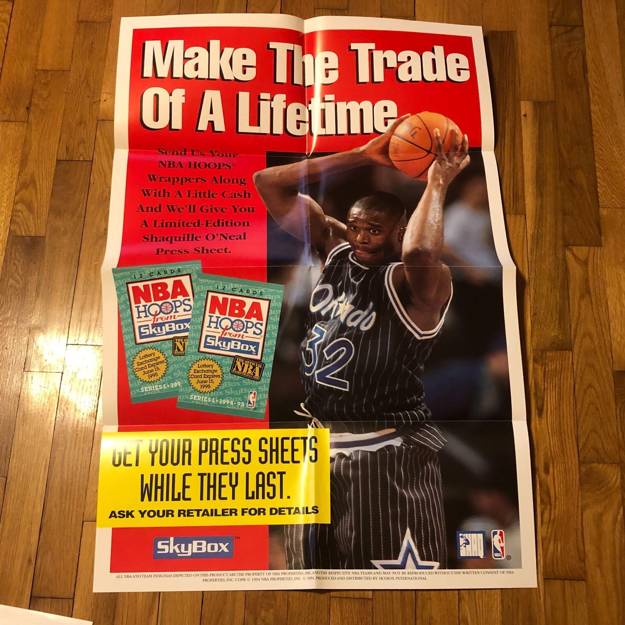 1994 NBA Hoops Trading Cards Shaq Promo Poster
