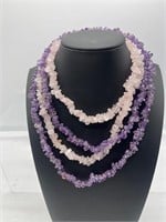Rose and amethyst quartz necklaces