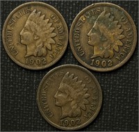 (3) 1902 Indian Head Cents