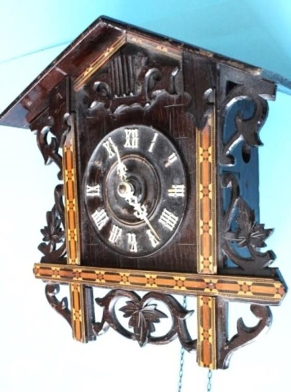 VICTORIAN TUNBRIDGE WARE CLOCK