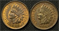 (2) RB Full Liberty 1905 Indian Head Cents