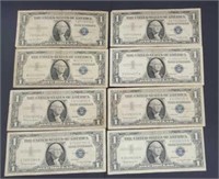 (8) $1 Silver Certificate Dollars