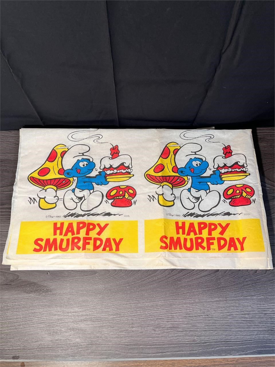 Vintage Smurf 1982 Paper Tablecloth 53"x67"