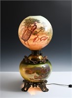 DECORATED ENAMEL PARLOR/"GONE WITH THE WIND" LAMP
