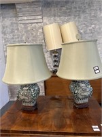 Pair of green Asian design lamps