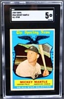 Graded 1959 Topps Mickey Mantle card
