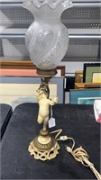 DAV ART Cherub Lamp with Etched Glass Shade