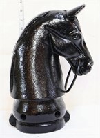 12in black cast iron horse hitching post