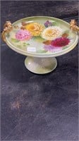 Austria Hand Painted Double Handle Compote