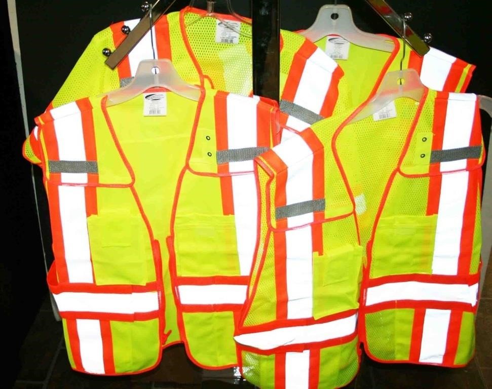 (4) Petra Rock Safety Reflective Vests, Sizes