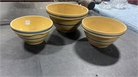 Three Oven Ware Stoneware Mixing Bowls