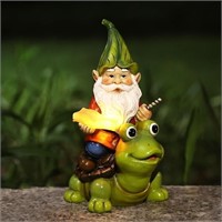 GARDEN GNOME & TURTLE STATUE WITH SOLAR LIGHT