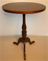 Vintage Solid Cherry Round Pedestal Side Table