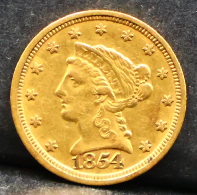 1854 $2.5 liberty gold coin