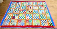 Vintage hand stitched multicolor square quilt