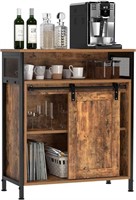 RUSTIC BROWN SLIDING SIDEBOARD STORAGE CABINET