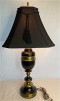 Vintage Metal/Brass Table Lamp w/ Shade, Black &