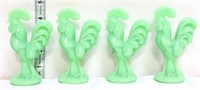 Lot of 4 miniature jadeite roosters