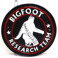 Cast iron round Bigfoot Reseach Team plaque