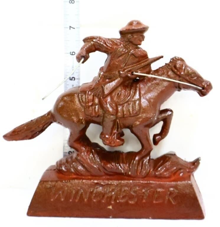 Cast iron Winchester man on horse