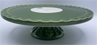 Curio Green Stoneware Pedestal Cake Plate