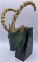 Solid Metal & Marble Ram Head Bookend