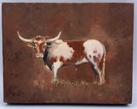 Original Oil Painting On Canvas of a Longhorn by