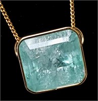 $3940 14K  Colombia Emerald (11.5ct) Necklace