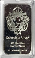 1 oz. Scottsdale Mint .999 Silver Bullion Bar