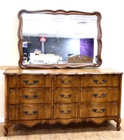 Vintage French 9 drawer dresser w/ mirror