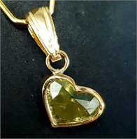 $2460 14K  Diamond (1Ct,I1,Yellowish Green) Pendan