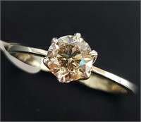 $2870 14K  Diamond (0.75Ct,Si2,Light Brown) Ring