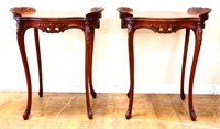 Pair vintage French carved end tables