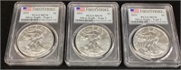 (3) 2021 SILVER AMERICAN EAGLES, MS70 TYPE 1