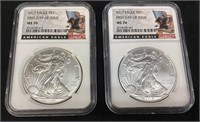 (2) 2017 SILVER AMERICAN EAGLES MS70 1st DAY