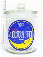 Round glass Moon Pie canister w/ glass lid