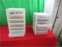 Plastic shelving drawers w/ crafting supplies