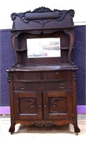 Vintage Oak Carved Highback Sideboard